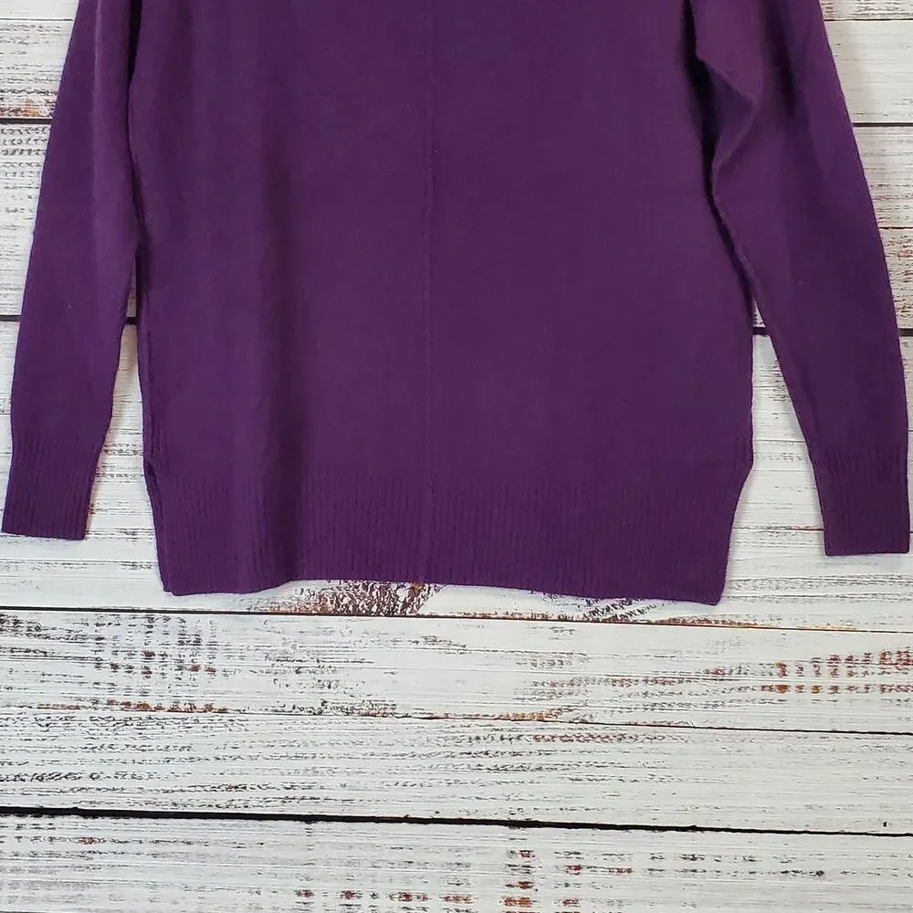 Amber Sun Purple 2-Ply 100% Cashmere Sweater Soft Cozy Warm Oversize S Quiet Lux